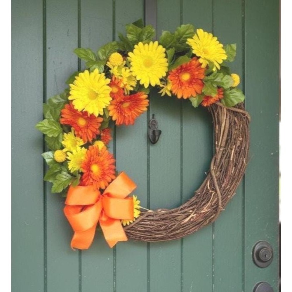 Colorful Handmade Spring Wreath: Faux Floral Door Accent